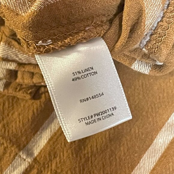 Indigo Rising Brown/Tan Striped Cotton/Linen Button Skirt with Pockets - M - Picture 3 of 4